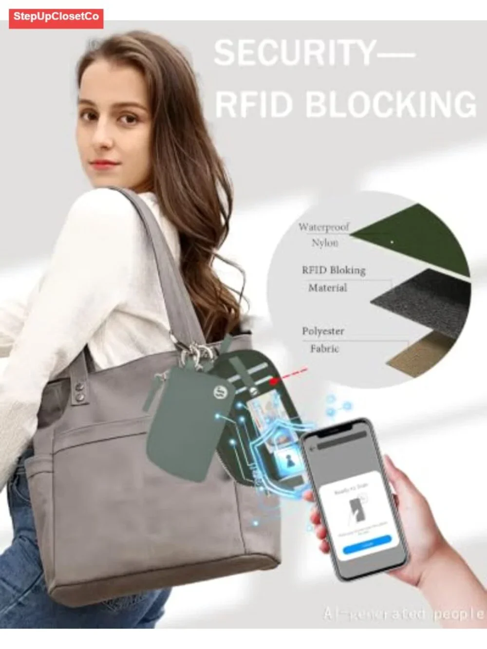 RFID Wristlet Wallet for Women, Waterproof Nylon Keychain Wallet with Dual